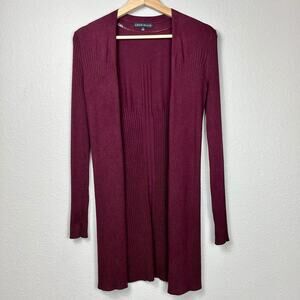 Love Ellie Womens Open Long Cardigan Sweater Small Burgundy Cozy Cottagecore